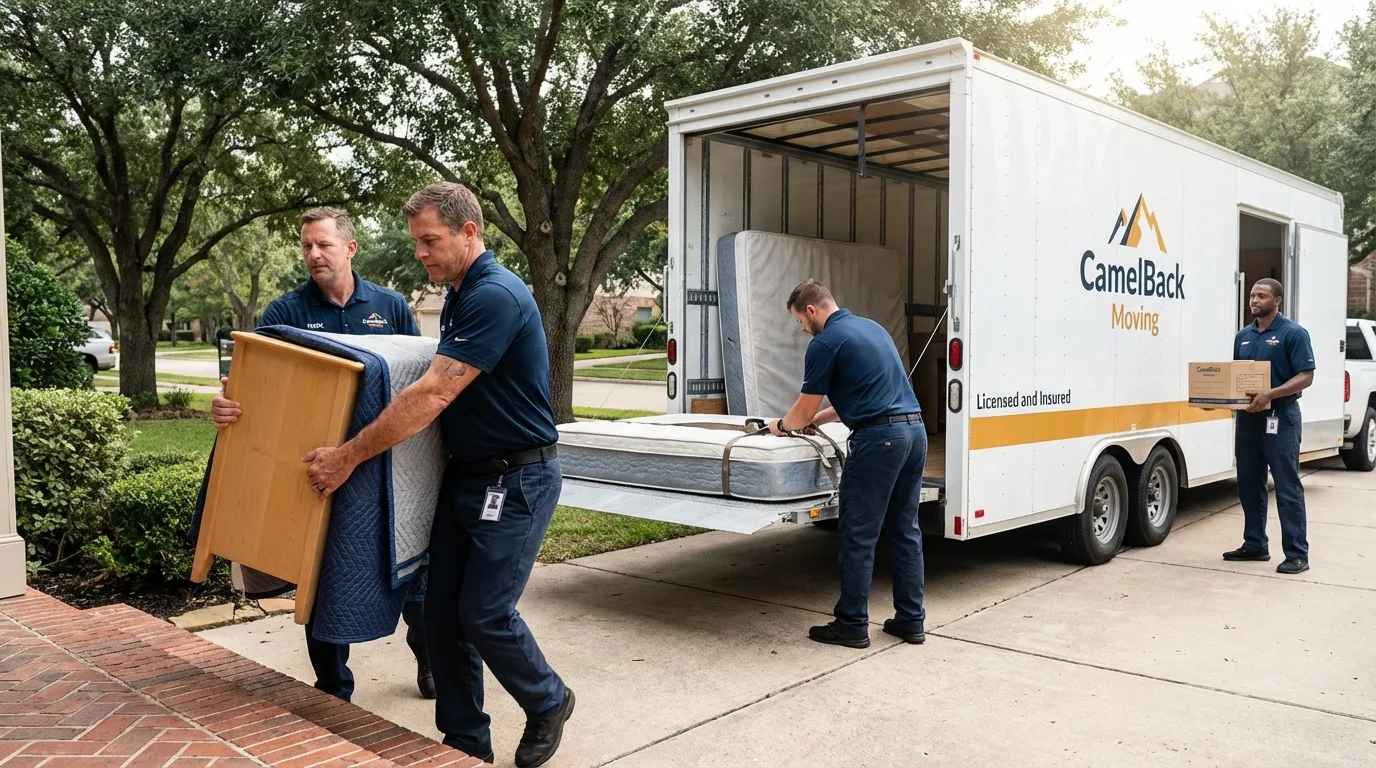 Crew loading residential truck for cross-state move from Oologah, OK