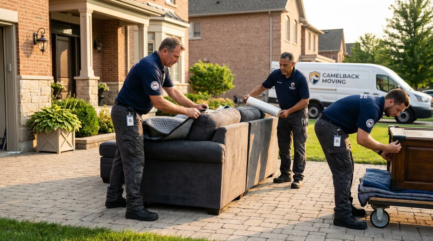 Large estate moving crew wrapping furniture in Oologah, OK