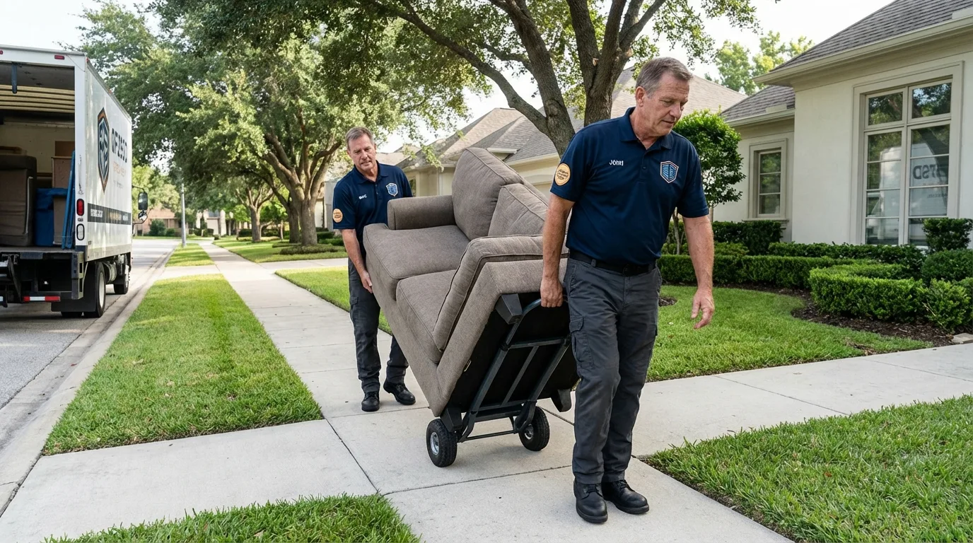 Local residential moving crew loading furniture in Oologah, OK